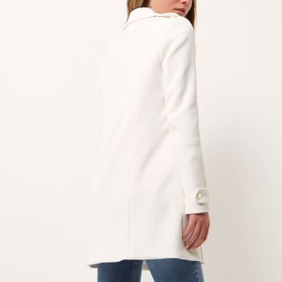 White longline woven biker jacket